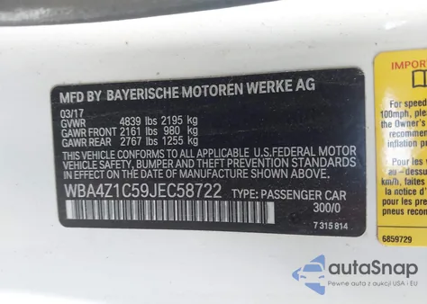 2018 BMW 430I z USA, uszkodzony, nr VIN WBA4Z1C59JEC58722